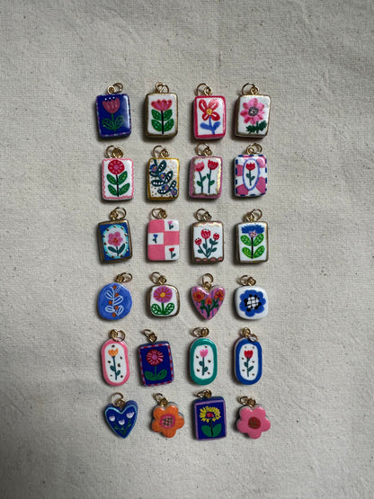 Floral Hand Painted Charms