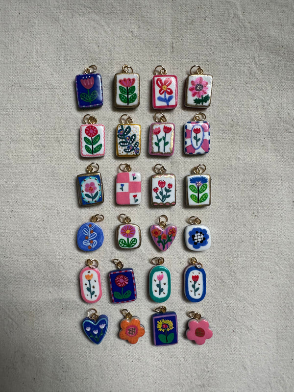 Floral Hand Painted Charms