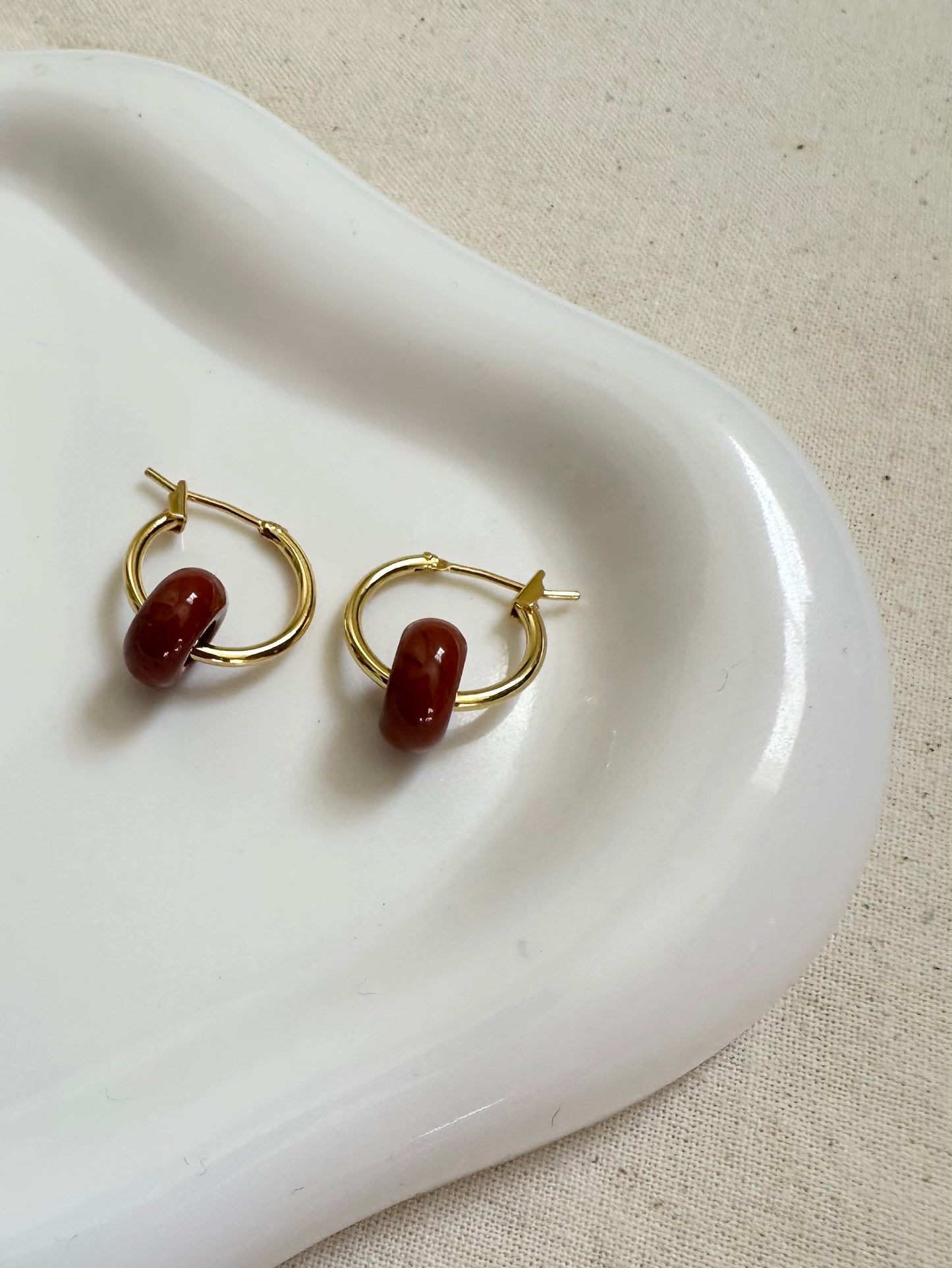 Semi Precious Bead Hoop Earrings