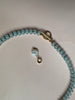 Sea Blue Semi Precious Beaded necklace with detachable pearl charm
