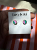 Pink and Green Two colour way stud Earrings