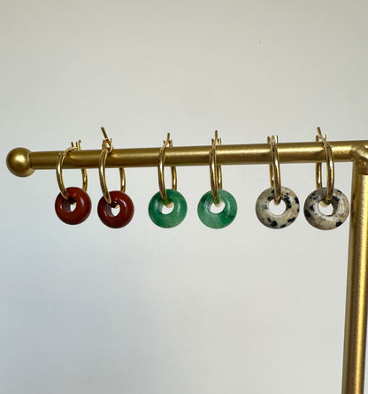 Semi Precious Bead Hoop Earrings