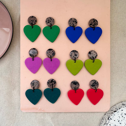 Animal Print Heart Dangly Earrings