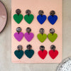 Animal Print Heart Dangly Earrings