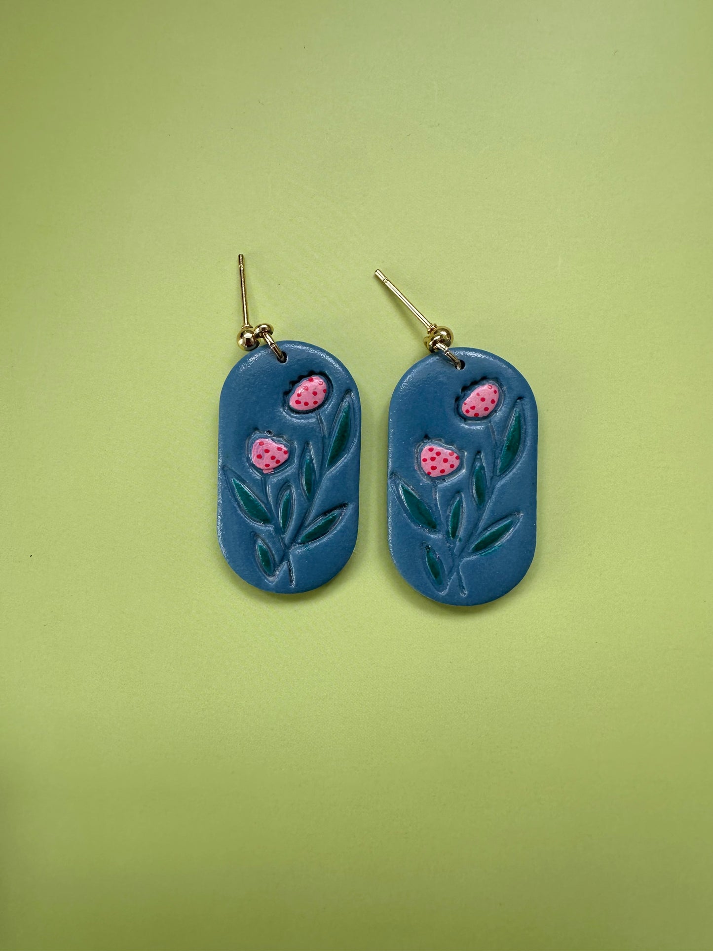 Floral Dangly Earrings/ Clay Earrings