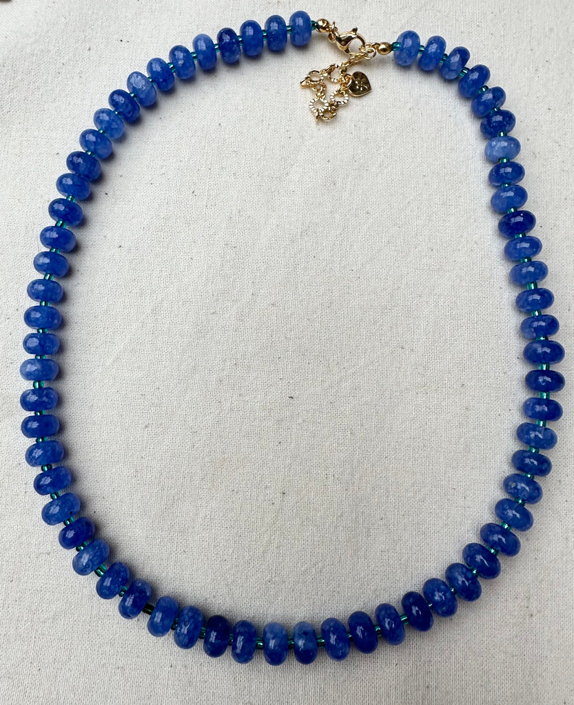 Blue Semi Precious Stone Bead Necklace