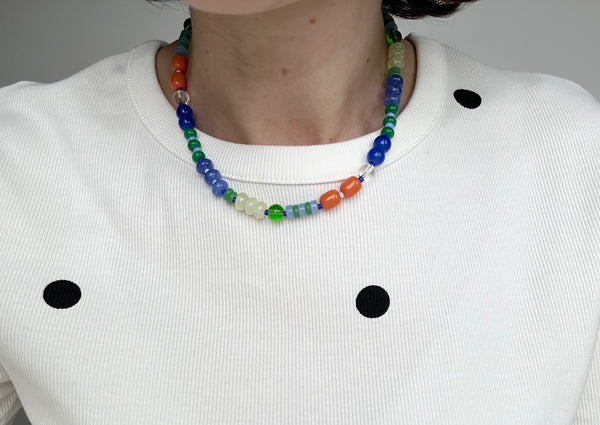 Multicoloured Semi Precious Stone Bead Necklace