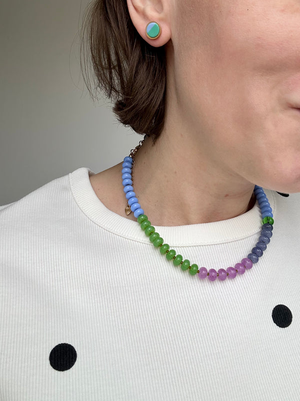 Multicoloured Semi Precious Stone Bead Necklace