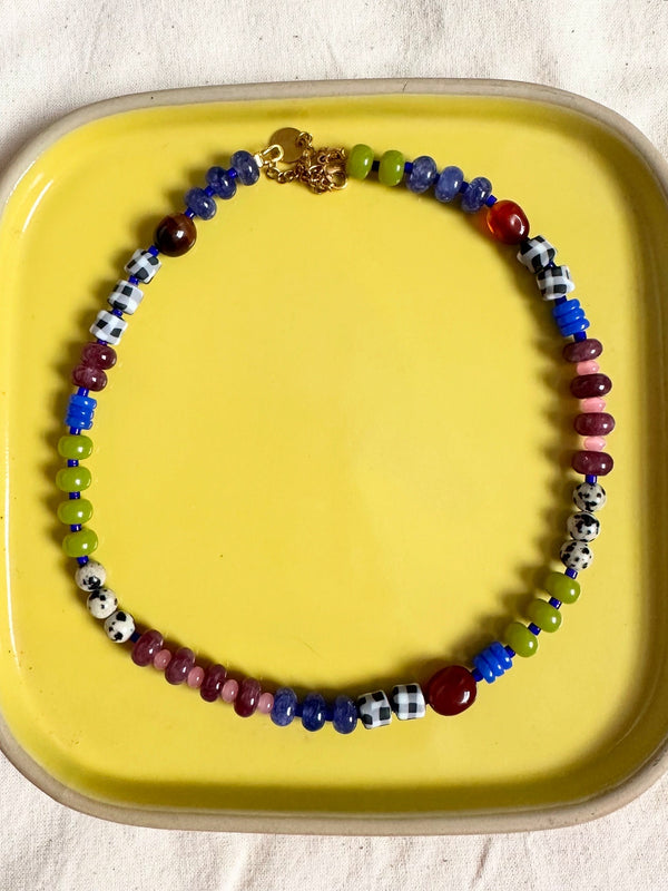 Deep Burgundy Semi Precious Beads Necklace