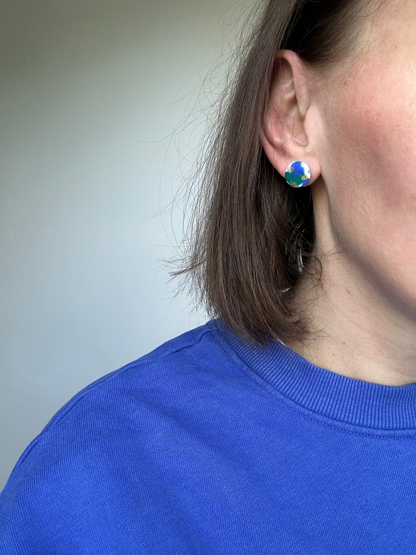 Abstract Design Round Clay Studs Earrings