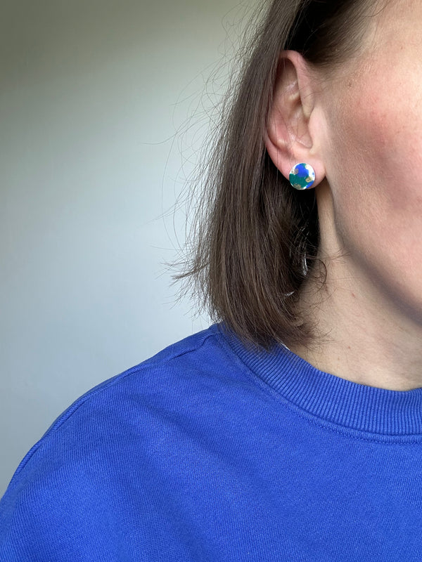 Abstract Design Round Clay Studs Earrings