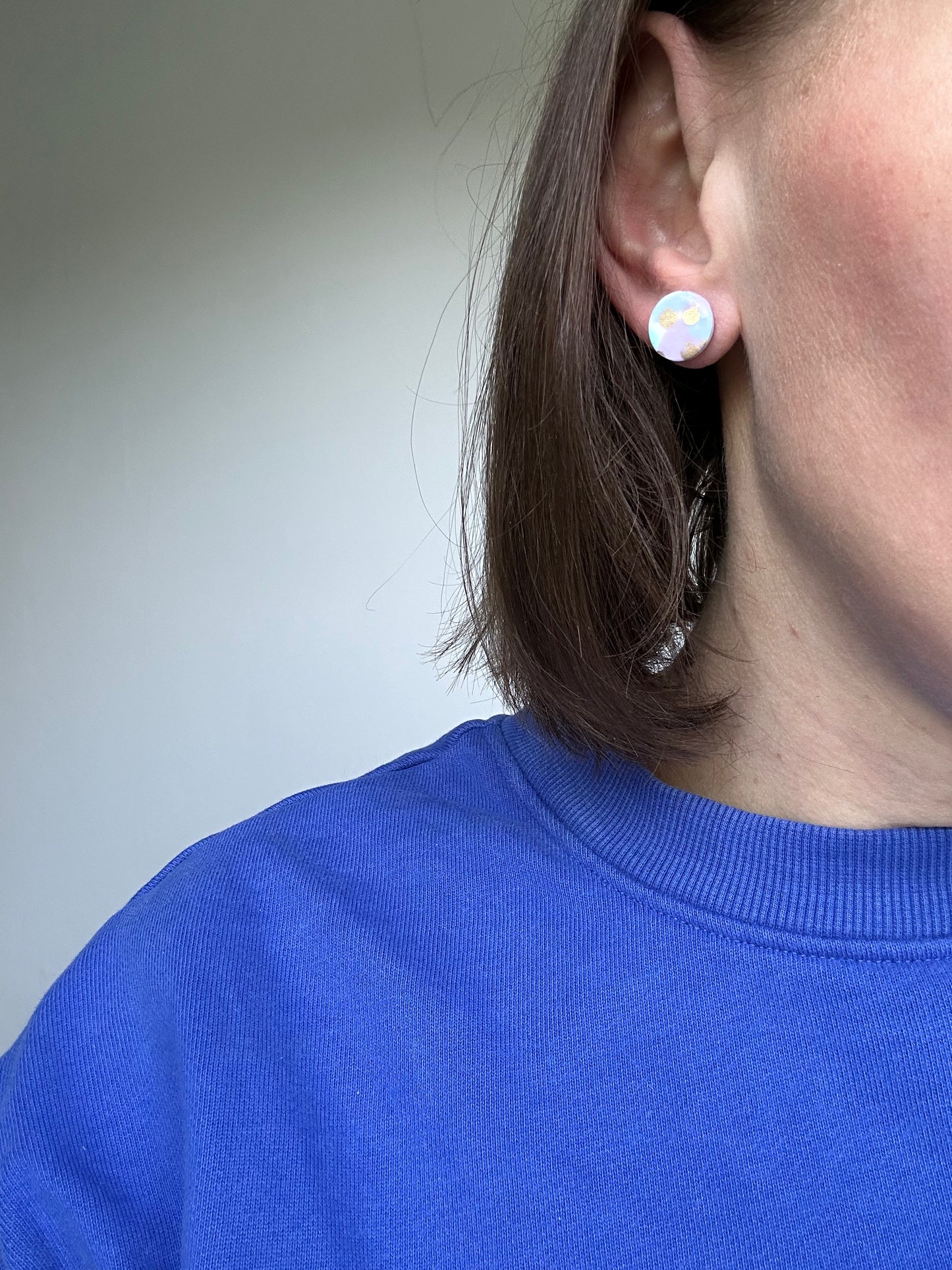 Abstract Design Round Clay Studs Earrings