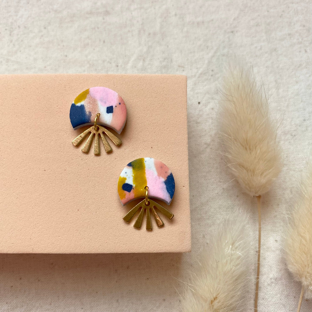 Checked Design Statement Stud Earrings