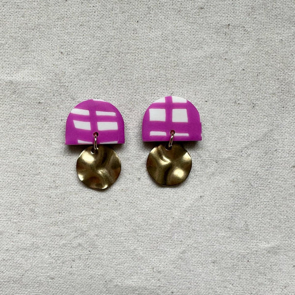 Checked Statement Stud Earrings
