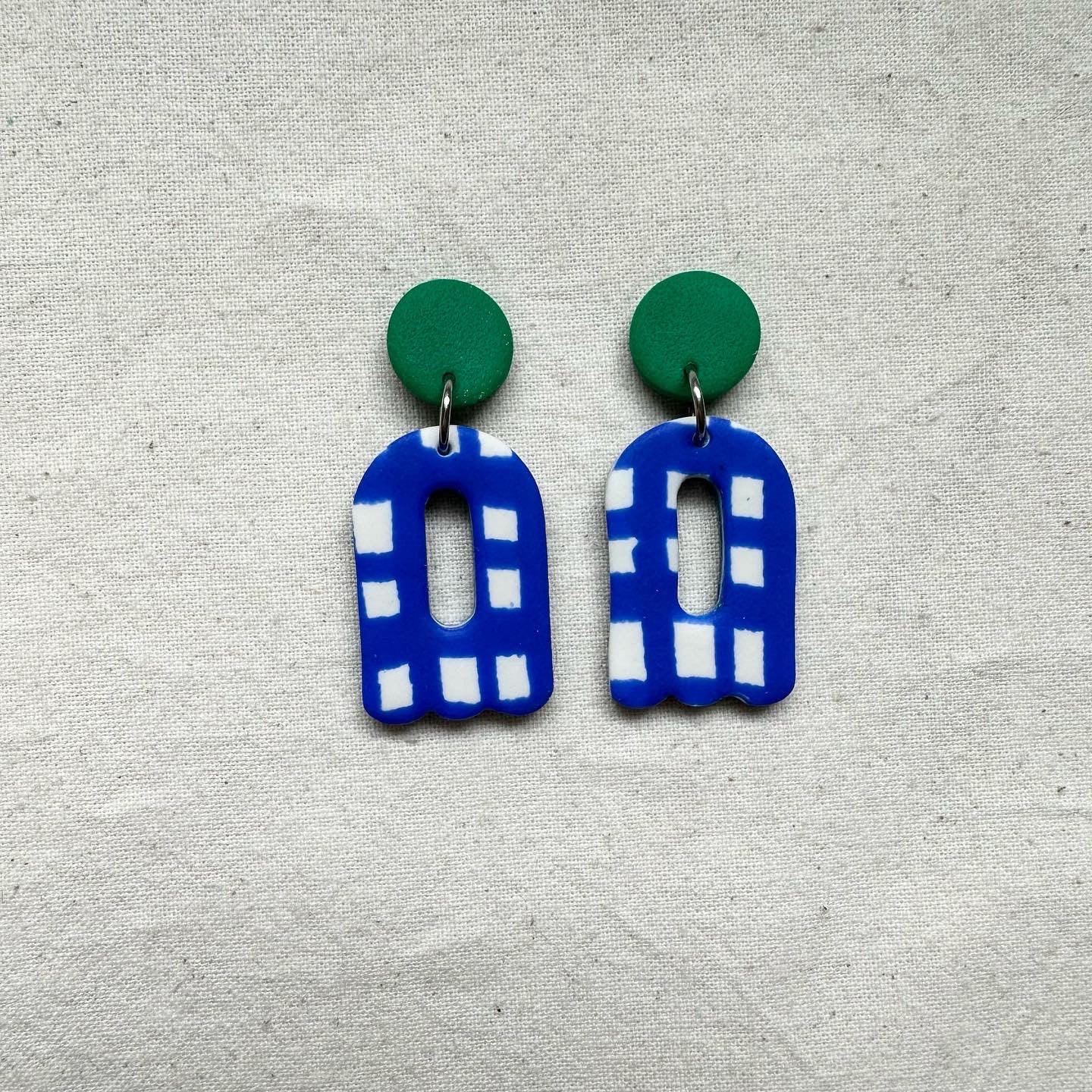 Checked Design Dangle Earrings