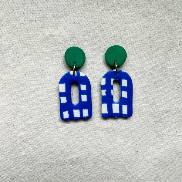 Checked Design Dangle Earrings