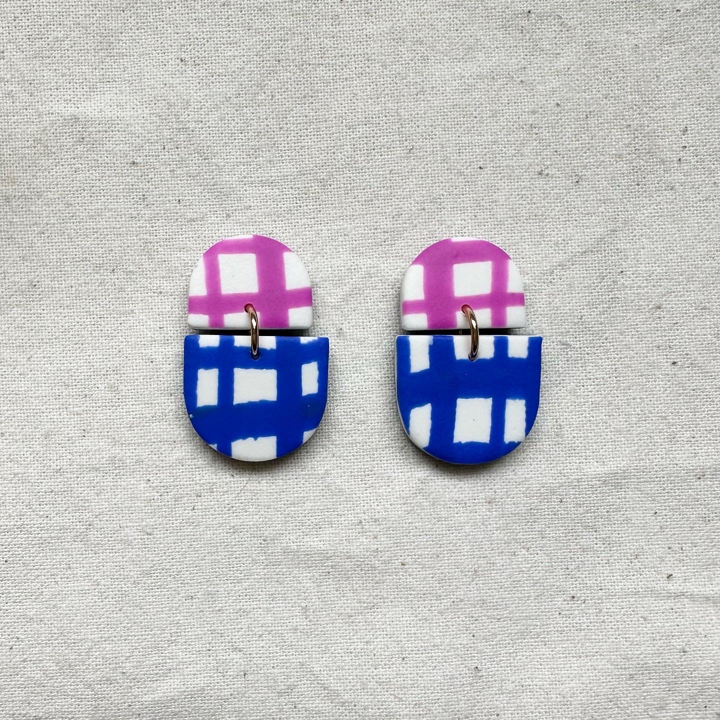 Checked Design Dangle Earrings