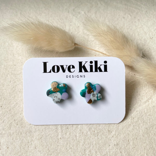 Flower Clay Stud Earrings/ Abstract Design