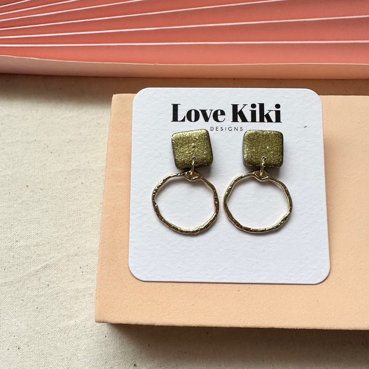 Gold Hoop Brass Dangles Earrings/ Pick One