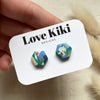 Hexagon Clay Studs Earrings/ Abstract Design