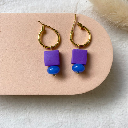 Clay and Bead Chunky Hoop Earrings