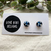 ROUND Resin Wooden Earrings / Navy and Black