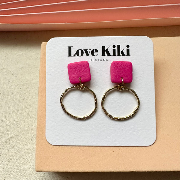 Gold Hoop Brass Dangles Earrings/ Pick One