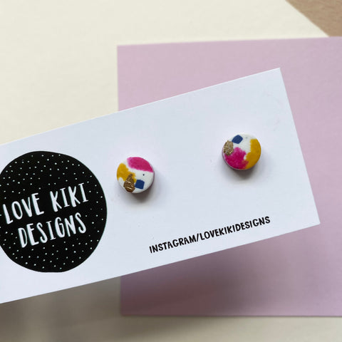 Abstract Design Clay Studs Earrings