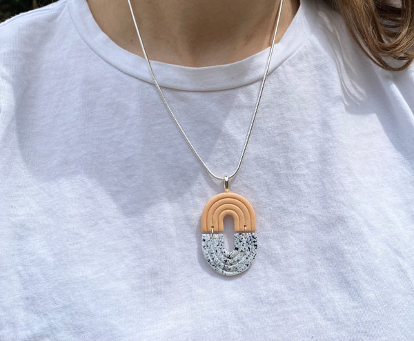 Art Deco Style Pendant Necklace / Grey