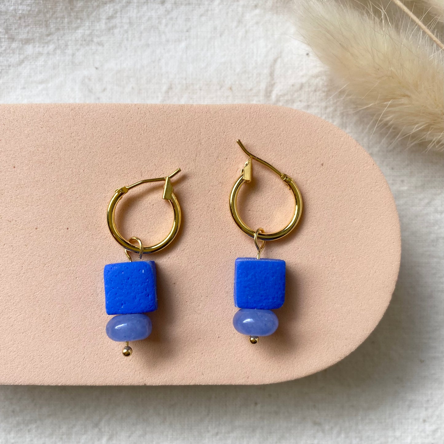 Clay and Bead Chunky Hoop Earrings