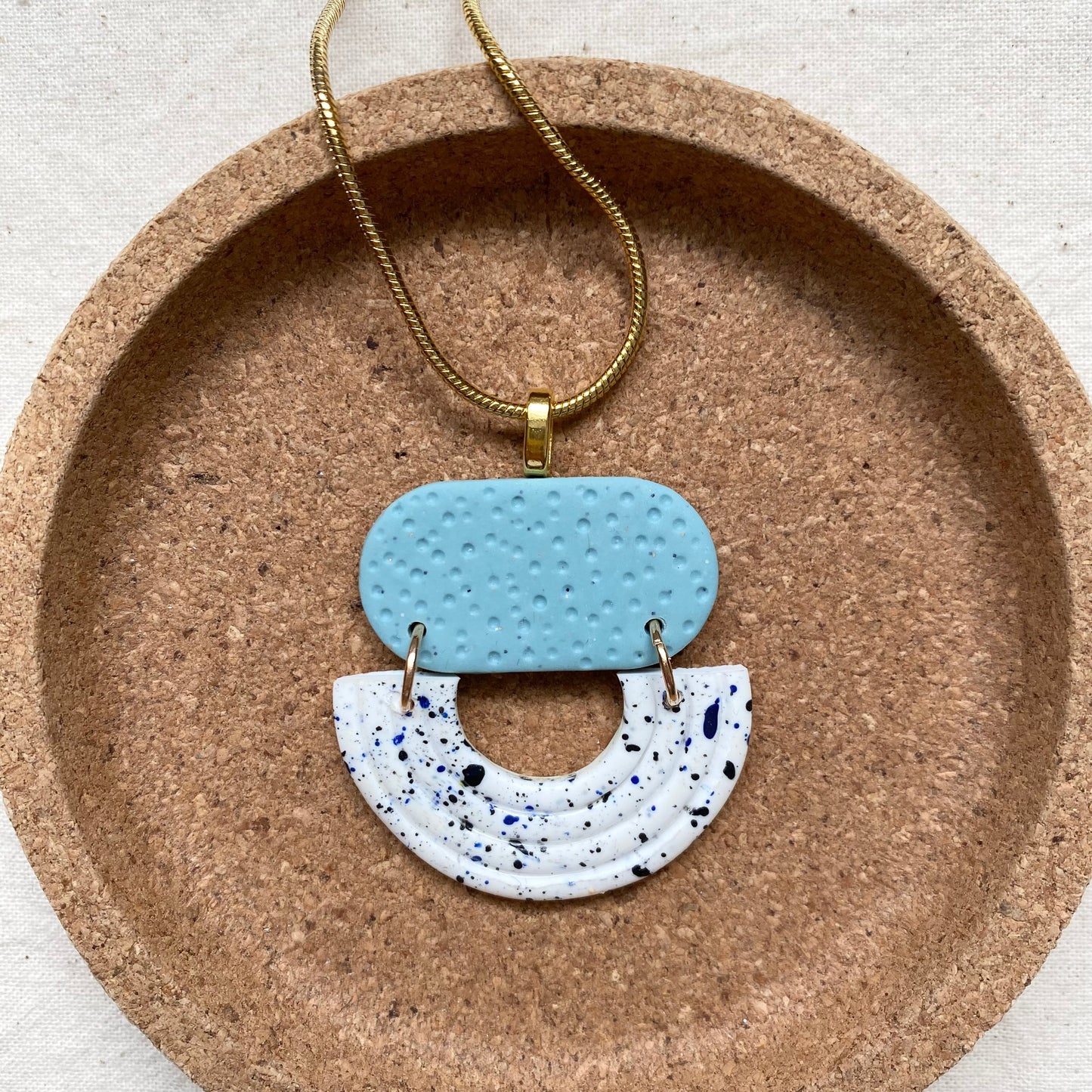 Art Deco Style Pendant Necklace / Teal