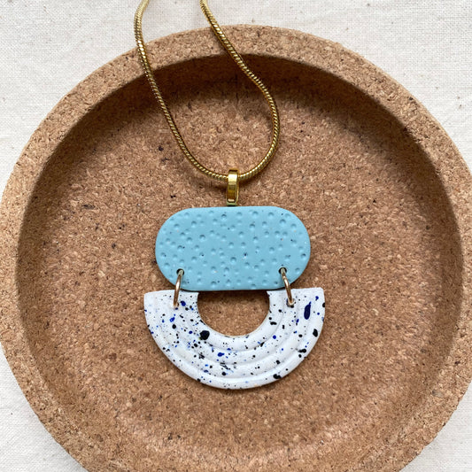 Art Deco Style Pendant Necklace / Teal