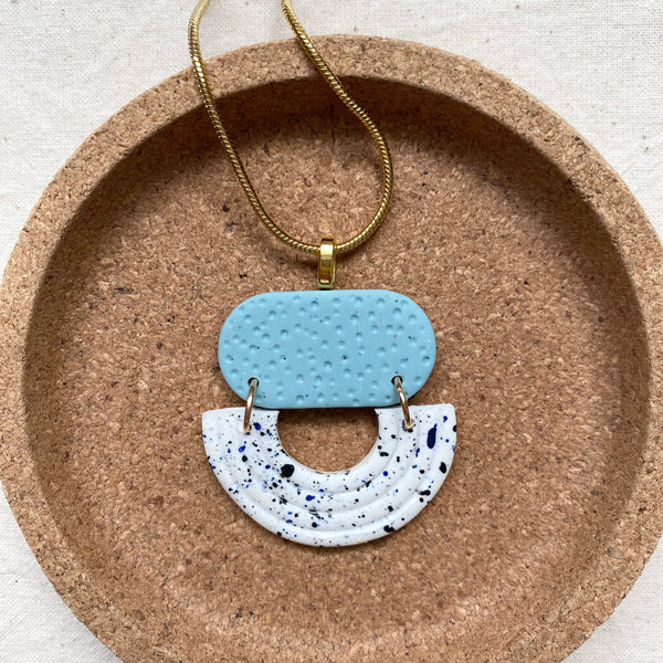 Art Deco Style Pendant Necklace / Teal