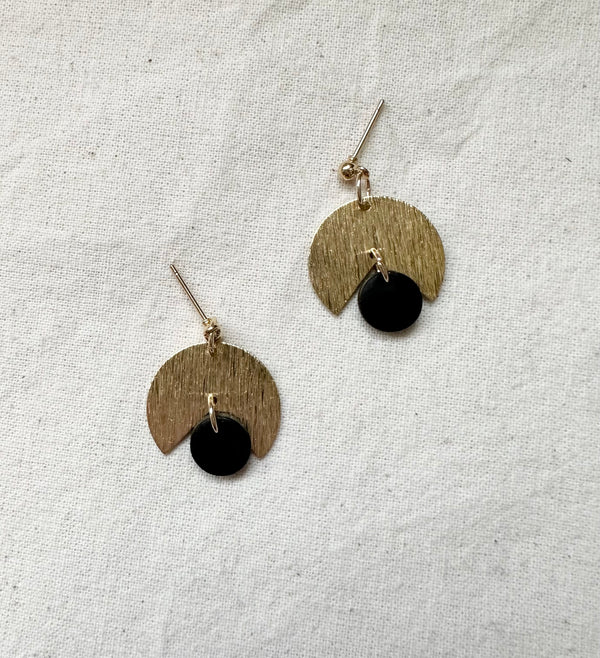 Black Brass Little Dangly Earrings