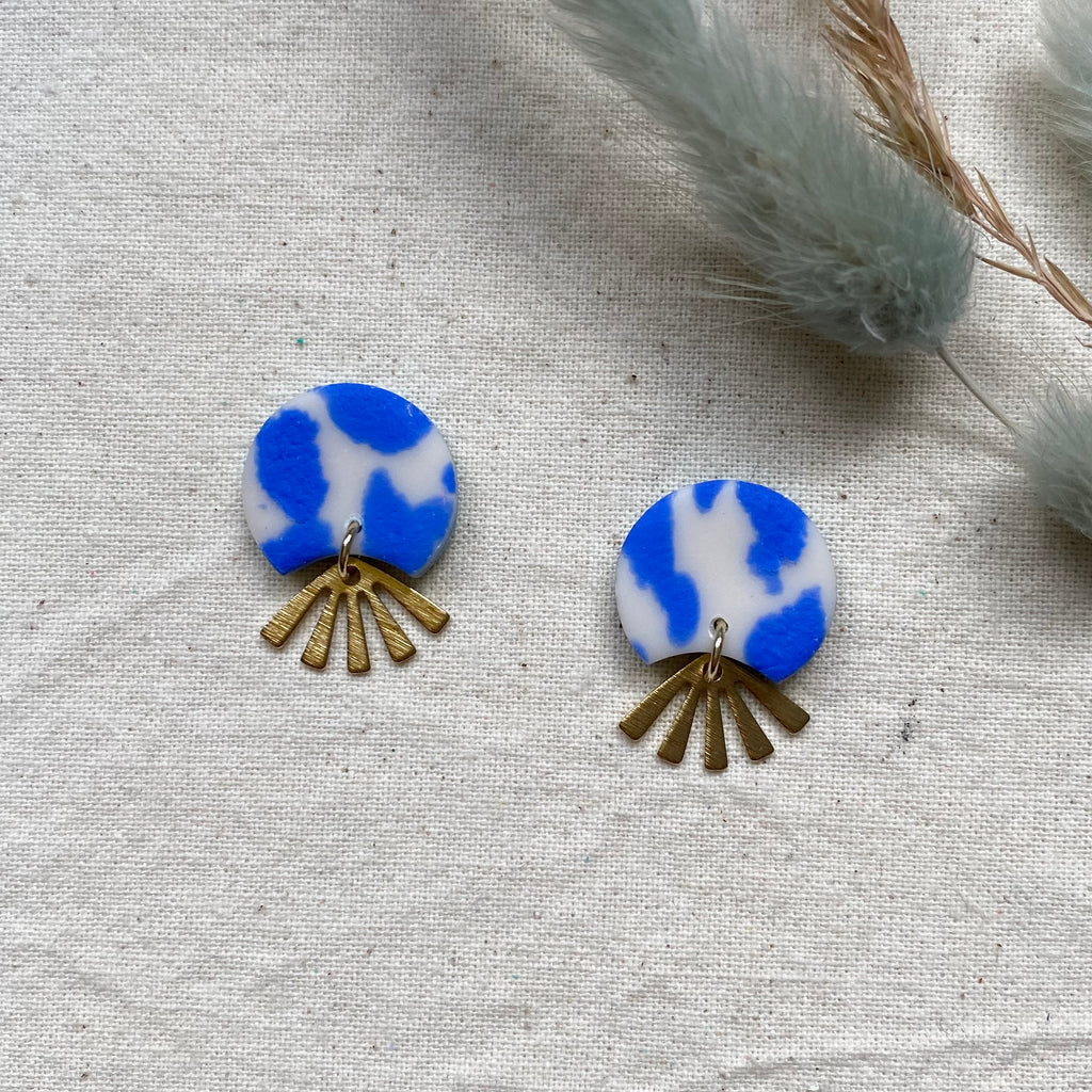 Terrazzo Statement Brass Stud Earrings