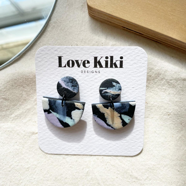 Black and Pastel Abstract Statement Earrings