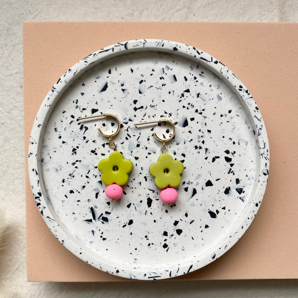 Small Floral Huggies Hoop Earrings