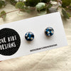 ROUND Resin Wooden Earrings / Navy and Black