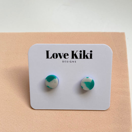 Ivory and Green Clay Studs Earrings