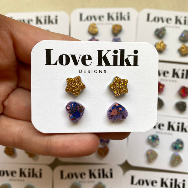 Set of Two Resin Stud Earrings/ Lucky Dip