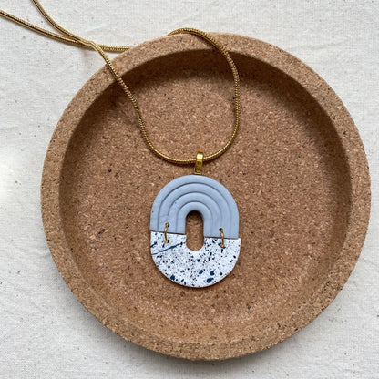 Art Deco Style Pendant Necklace / Grey