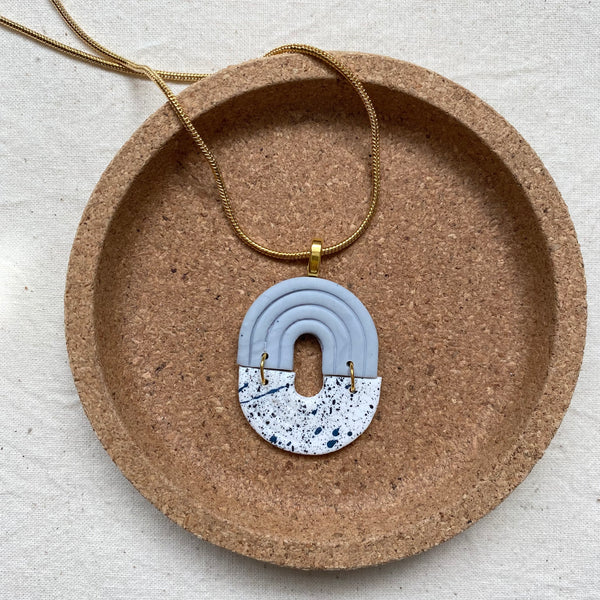 Art Deco Style Pendant Necklace / Grey