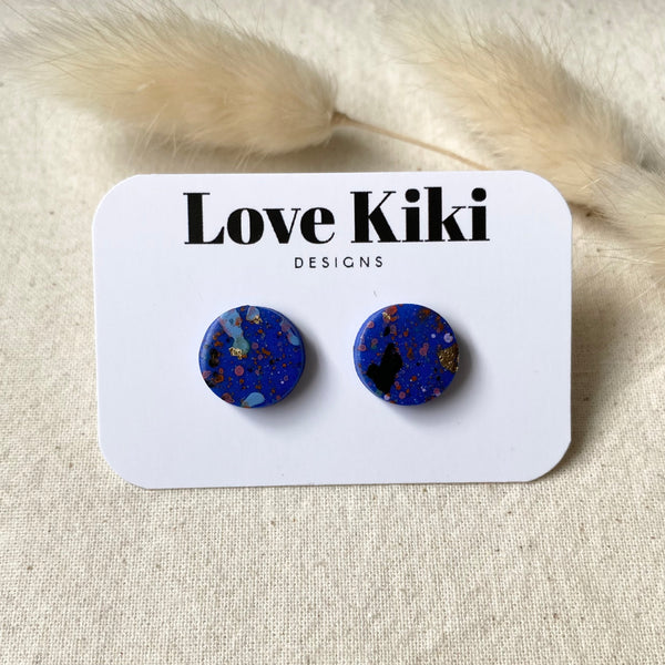 Round Clay Studs Earrings/ Paint Speckles