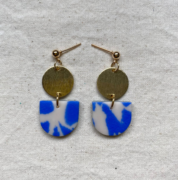 Terrazzo and Brass Dangles Earrings