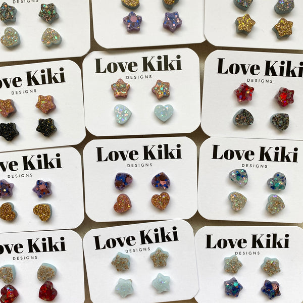 Set of Two Resin Stud Earrings/ Lucky Dip
